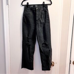 Wild Fable Highest Rise Straight Black Distressed Jeans